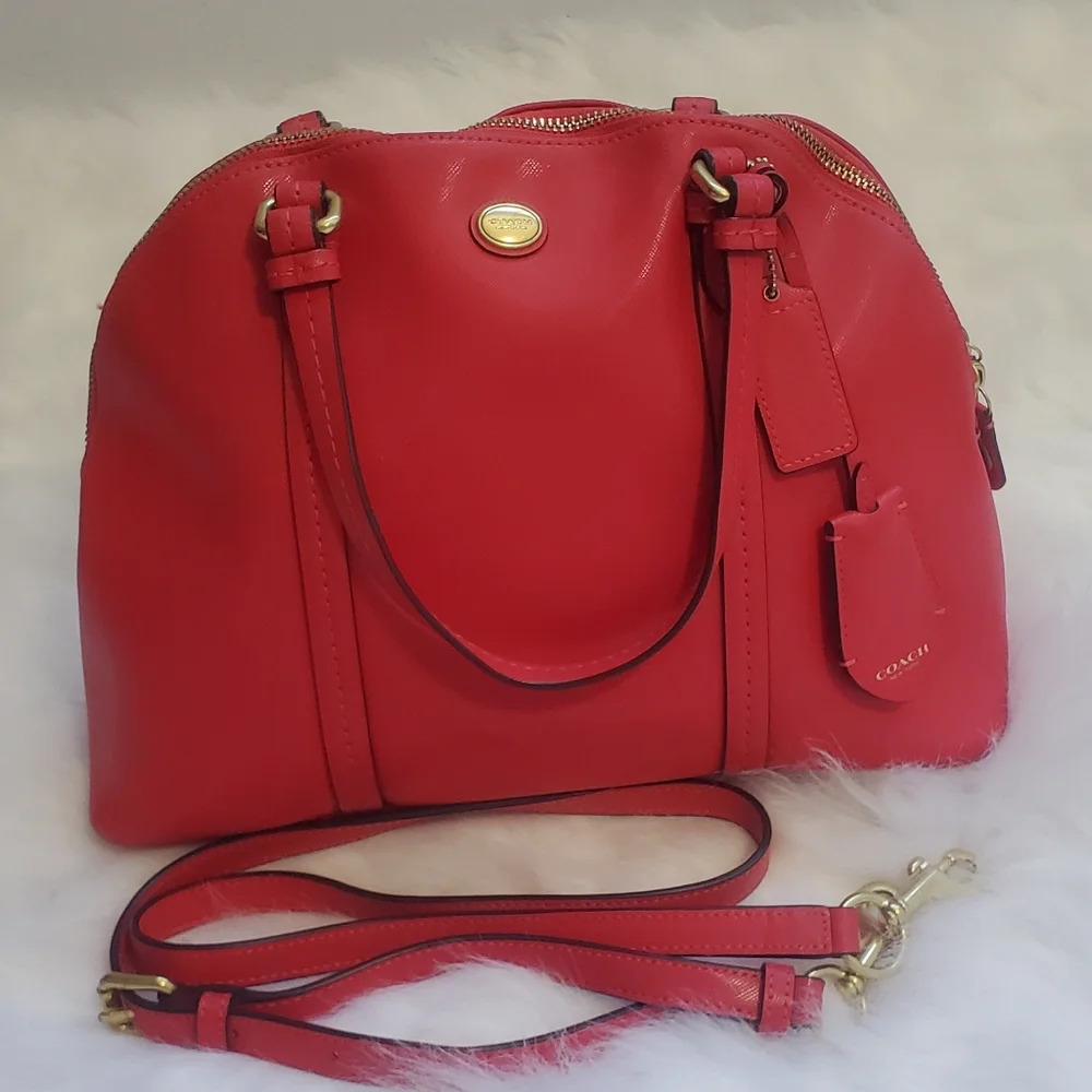 Coach | Peyton Leather Cora Domed Satchel - Picture 2 of 6